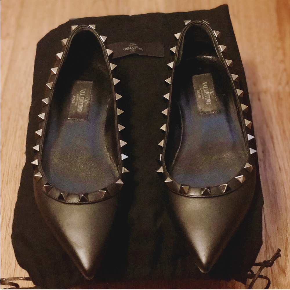 🖤 Valentino Rockstud Noir ballerina in calfskin🖤